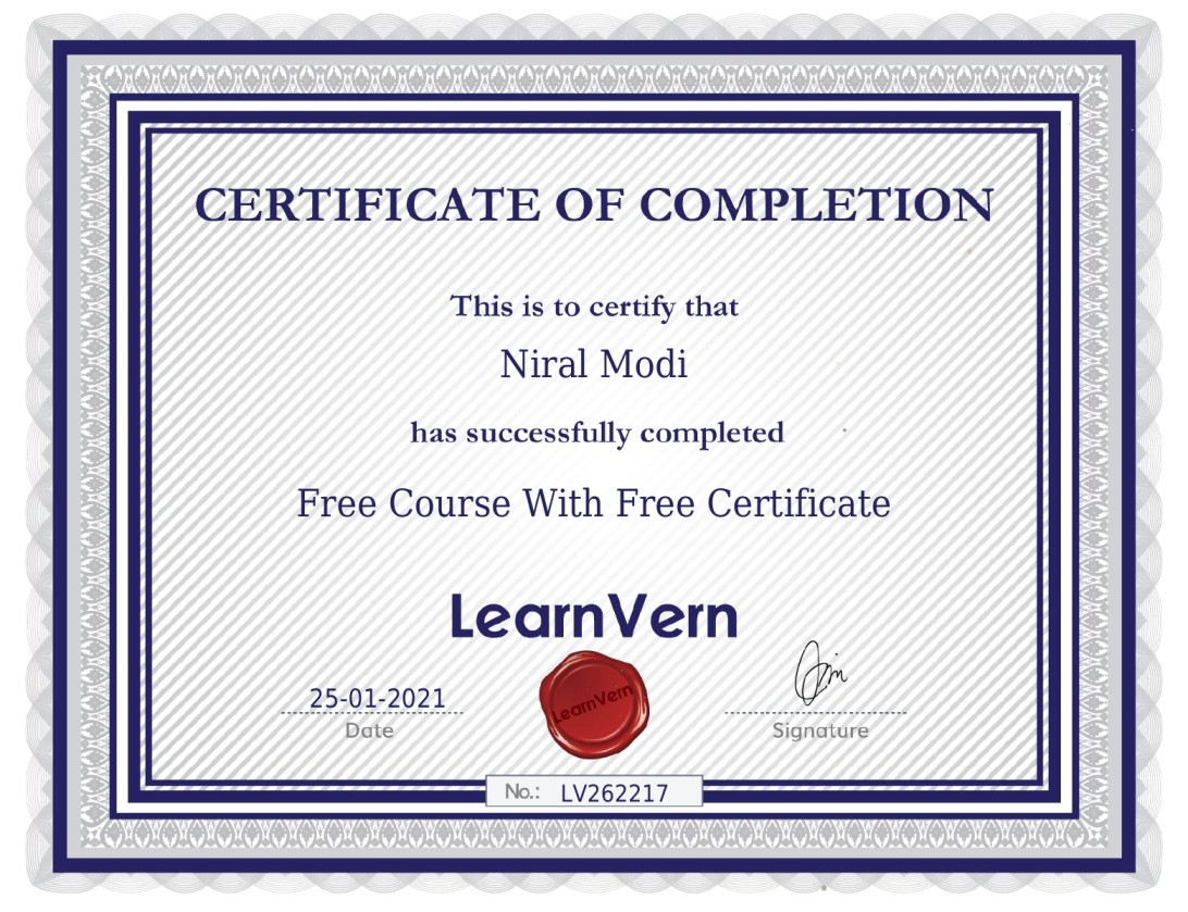 Sample Certificate Image